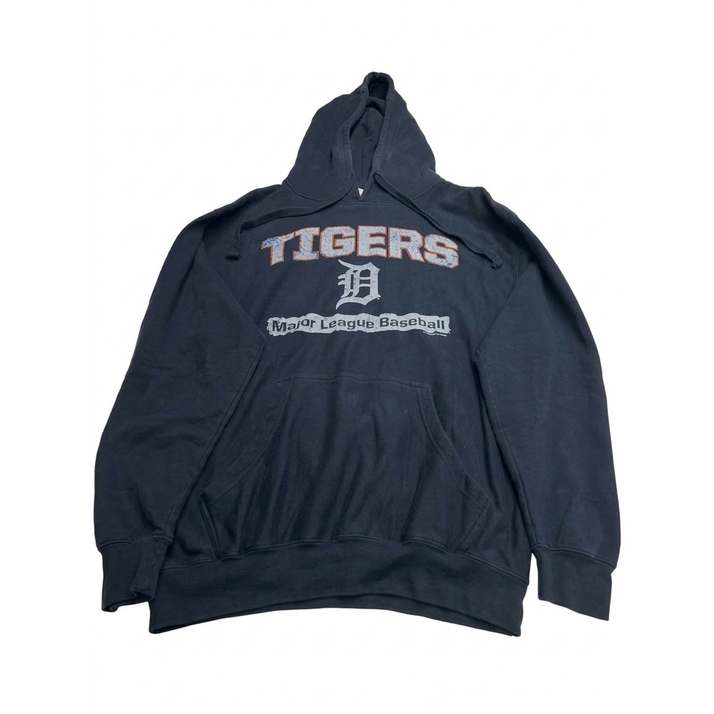 MillTex Detroit Tigers Hoodie Mens L Navy Blue Good MLB Baseball Graphic